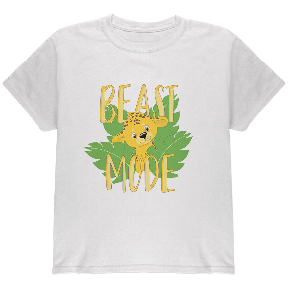 Beast Mode Cute Cheetah Cub Youth T Shirt Youth T-Shirts Old Glory YLG White 