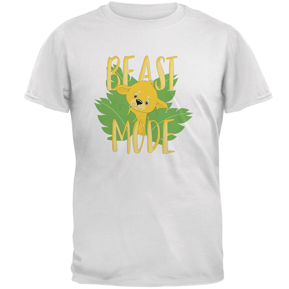 Beast Mode Cute Lion Cub Mens T Shirt Men's T-Shirts Old Glory 2XL White 