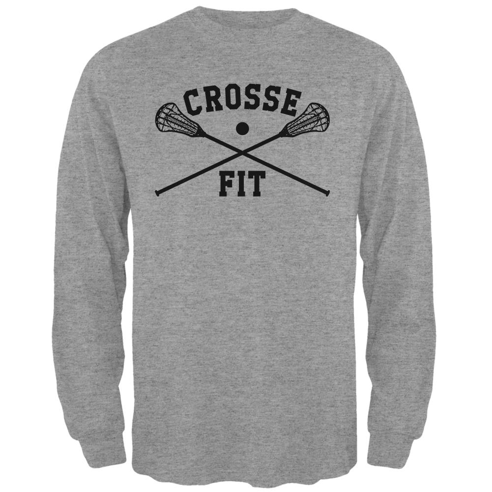 Lacrosse Crosse Fit Mens Long Sleeve T Shirt Men's Long Sleeves Old Glory 2XL Grey 