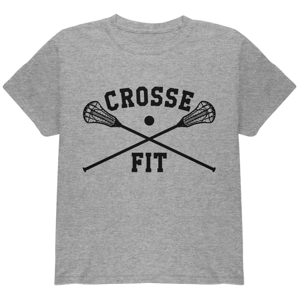 Lacrosse Crosse Fit Youth T Shirt Youth T-Shirts Old Glory LG Grey 