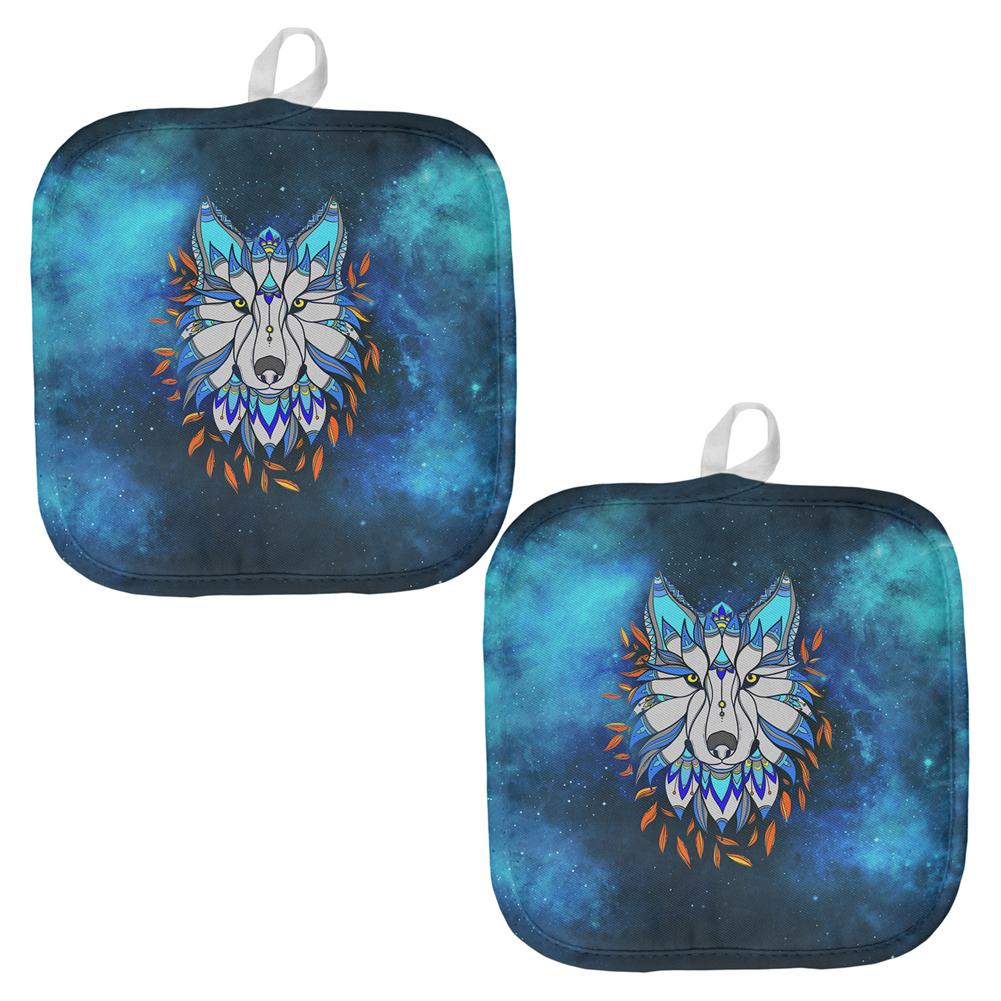 Totem Wolf is my Spirit Animal All Over Pot Holder (Set of 2) Pot Holders Old Glory OS Multi 