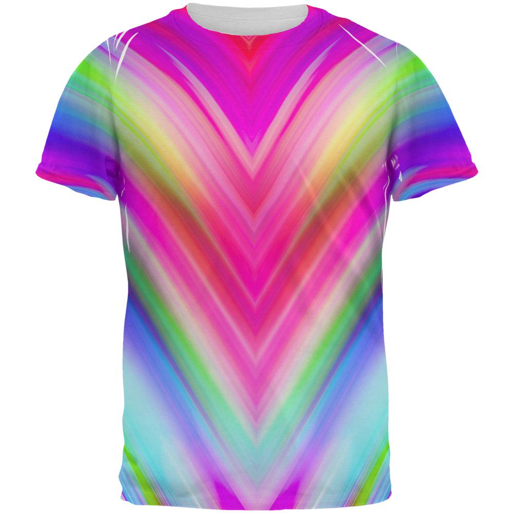 Mirrored Light Beams Pastel Rainbow All Over Mens T Shirt Men's T-Shirts Old Glory 2XL Multi 
