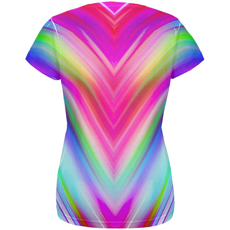 Mirrored Light Beams Pastel Rainbow All Over Womens T Shirt Women's T-Shirts Old Glory   