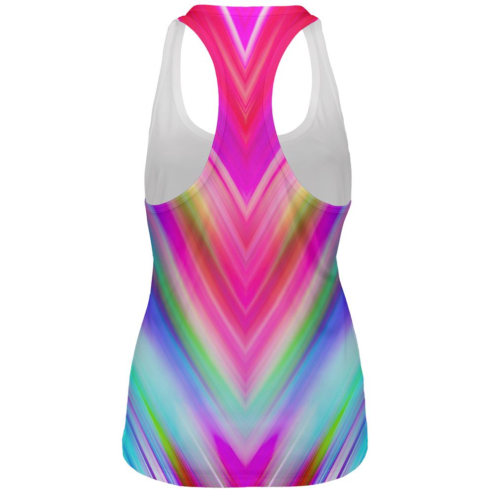 Mirrored Light Beams Pastel Rainbow All Over Womens Work Out Tank Top Women's Tank Tops Old Glory   