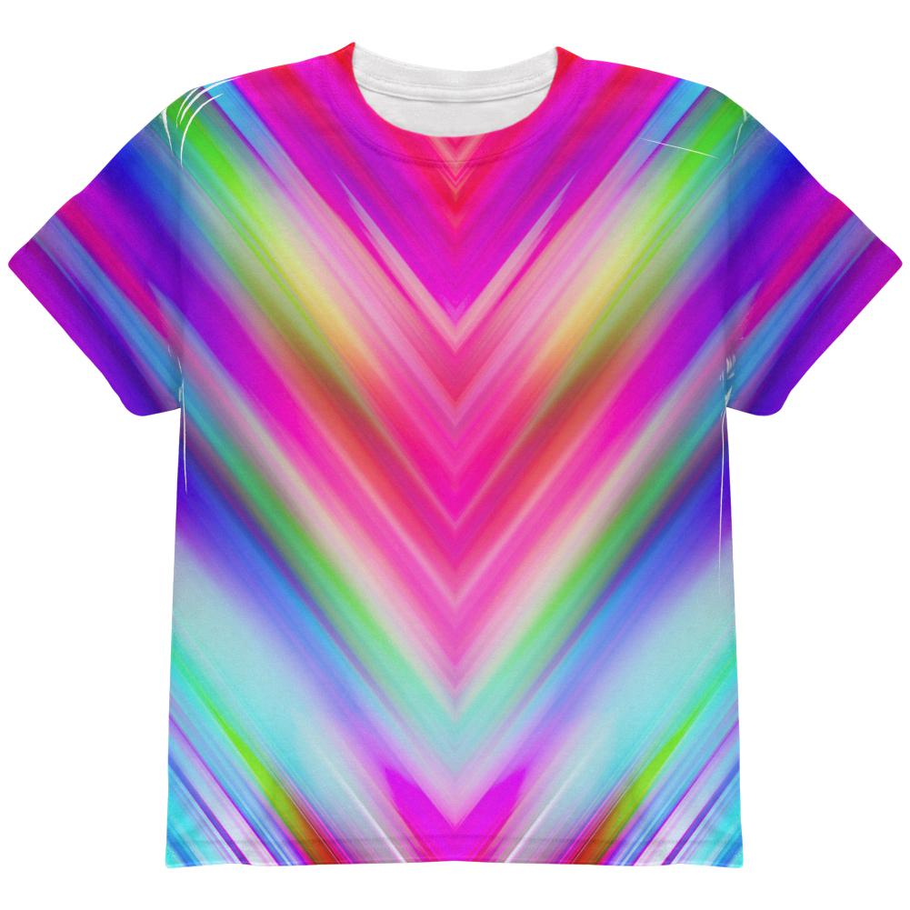 Mirrored Light Beams Pastel Rainbow All Over Youth T Shirt Youth T-Shirts Old Glory LG Multi 