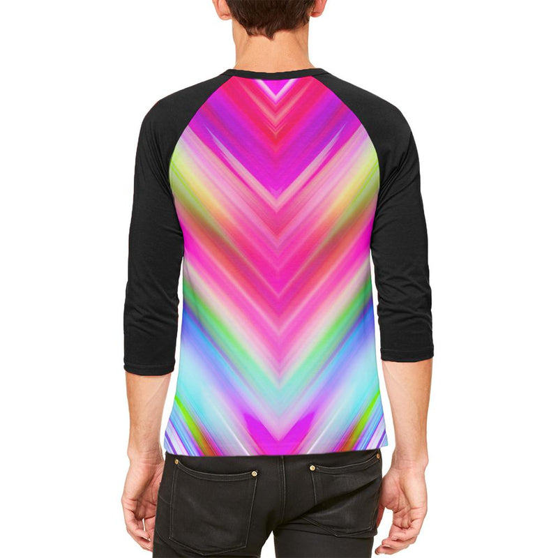 Mirrored Light Beams Pastel Rainbow Mens Raglan T Shirt Men's T-Shirts Old Glory   