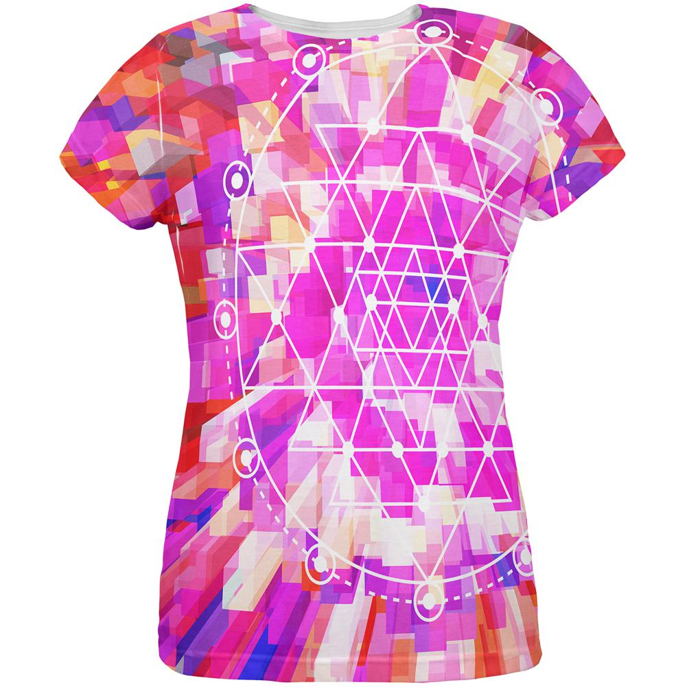 Sri Yantra Sacred Geometry All Over Womens T Shirt Women's T-Shirts Old Glory 2XL Multi 