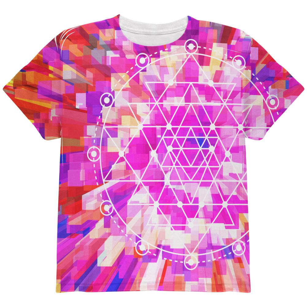 Sri Yantra Sacred Geometry All Over Youth T Shirt Youth T-Shirts Old Glory LG Multi 