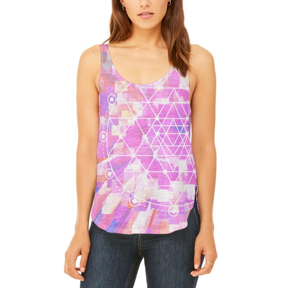 Sri Yantra Sacred Geometry Juniors Flowy Side Slit Tank Top Juniors Tank Tops Old Glory 2XL Multi 