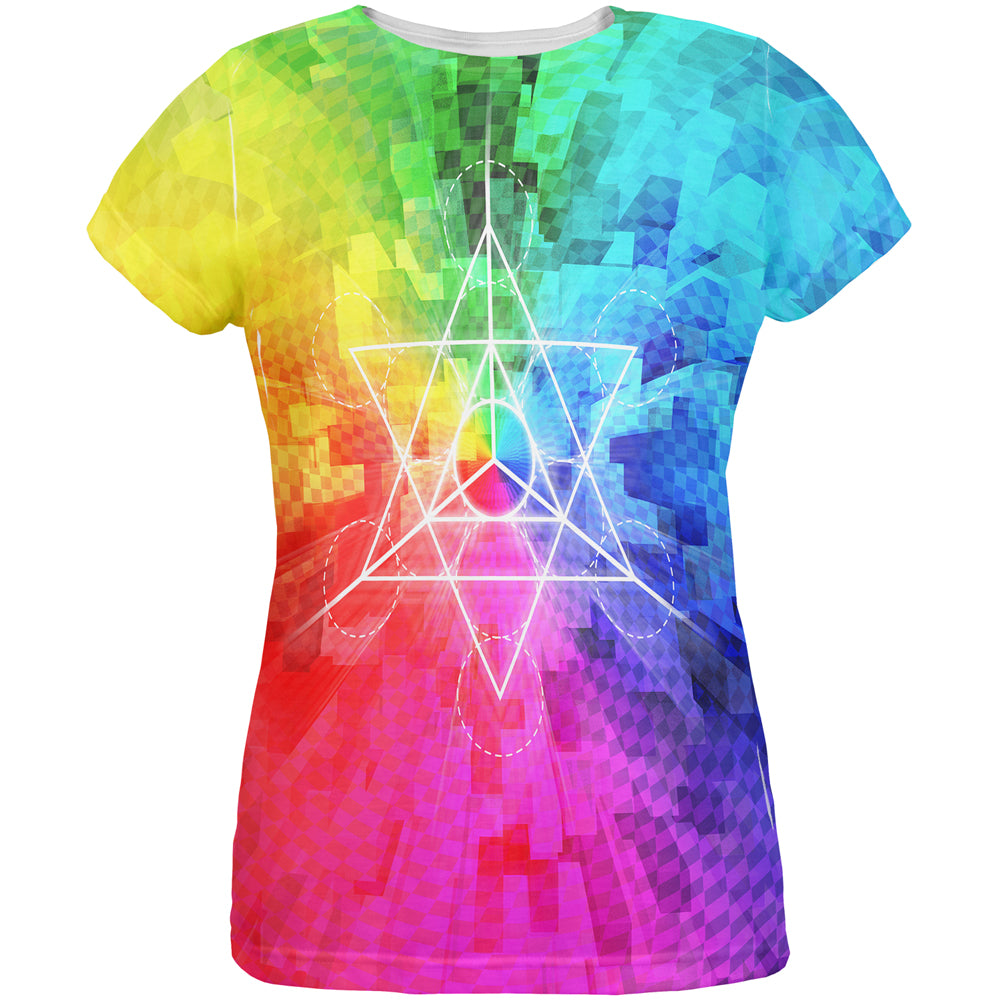 Tetrahedron Star Sacred Geometry All Over Womens T Shirt Women's T-Shirts global LG Multi 