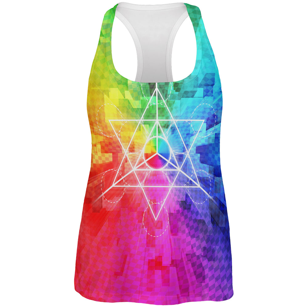 Tetrahedron Star Sacred Geometry All Over Womens Work Out Tank Top Women's Tank Tops global 2XL Multi 