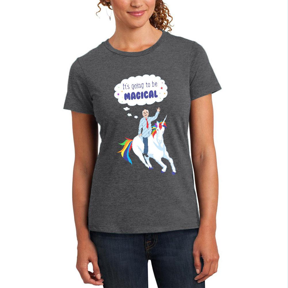 Election 2020 Bernie Sanders is Magical Unicorn Womens Heather T Shirt Women's T-Shirts Old Glory 2XL Black 