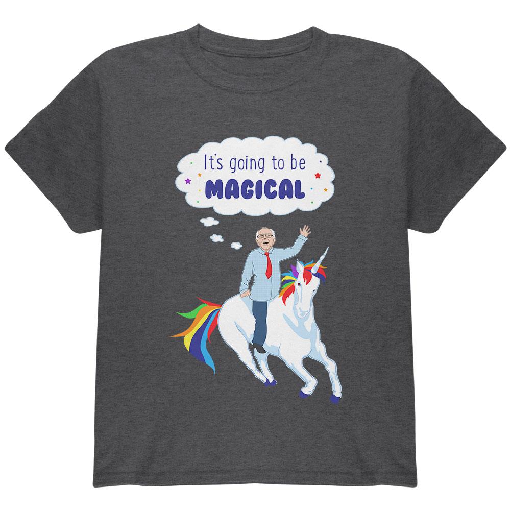 Election 2020 Bernie Sanders is Magical Unicorn Youth T Shirt Youth T-Shirts Old Glory LG Grey 