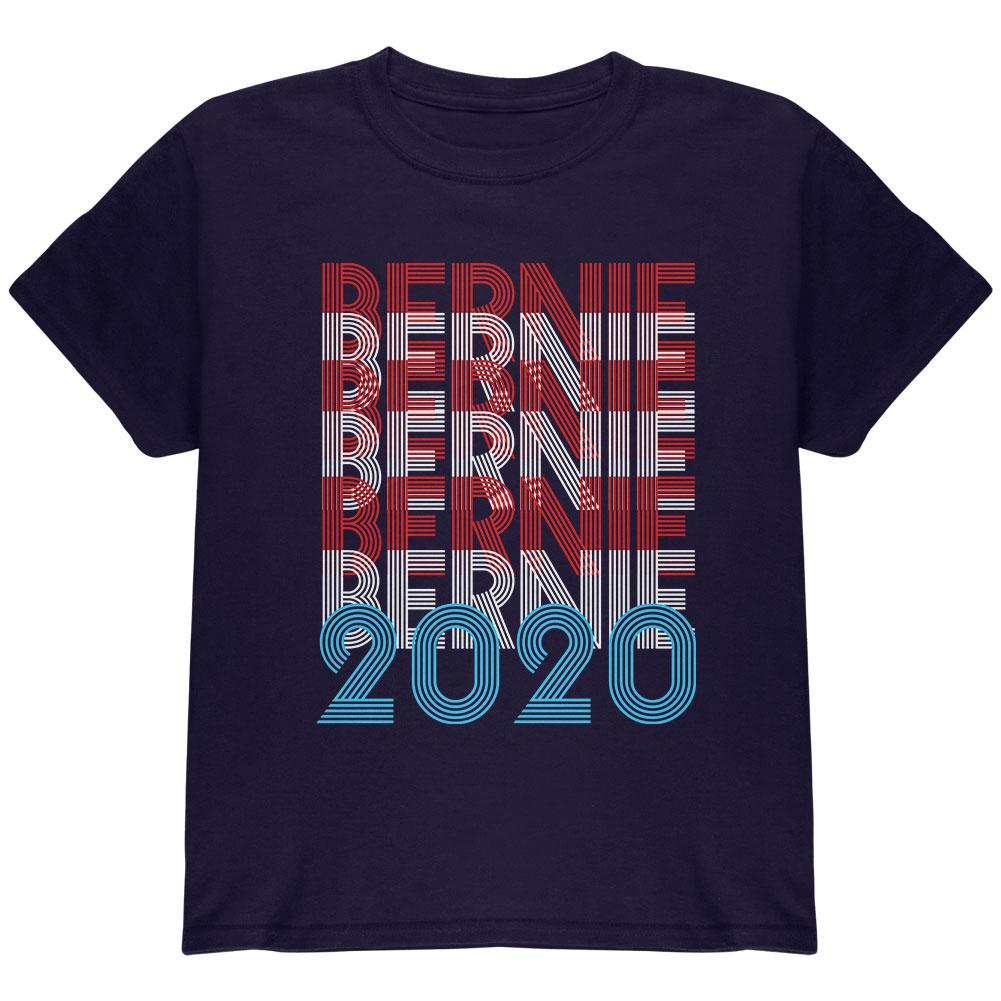 Election 2020 Bernie Sanders Vintage Style Overlap Youth T Shirt Youth T-Shirts Old Glory LG Navy 