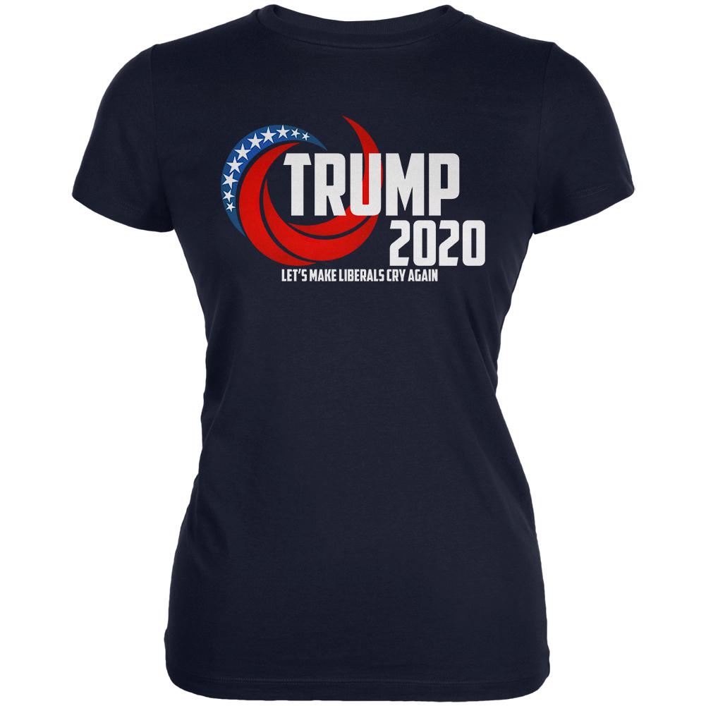 Election 2020 Re-Elect Trump Make Liberals Cry Again Juniors Soft T Shirt Juniors T-Shirts Old Glory SM Navy 