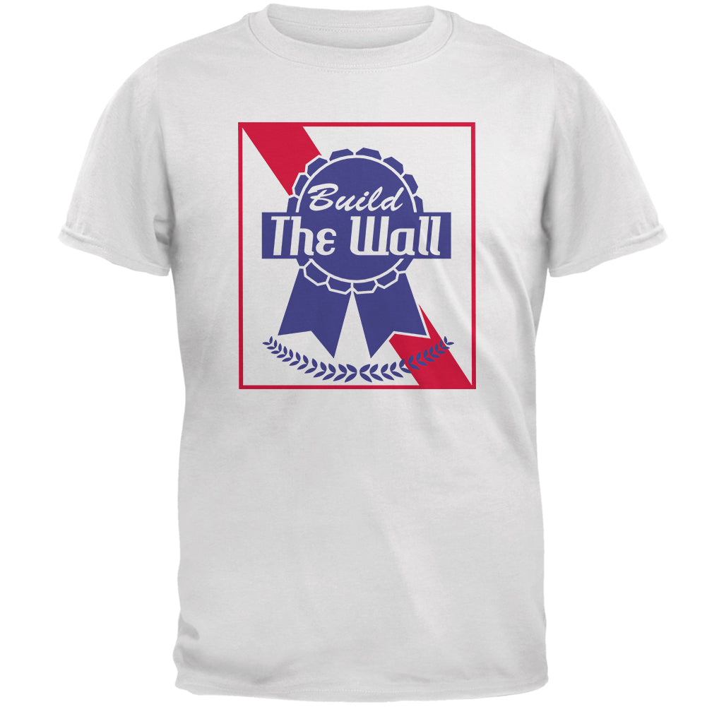 President Donald Trump Build the Wall Mens T Shirt Men's T-Shirts Old Glory 2XL White 