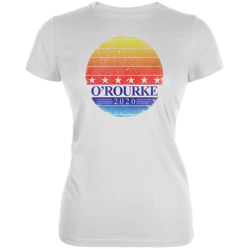 Election 2020 Beto O'Rourke Retro Texas Sunrise Juniors Soft T Shirt Juniors T-Shirts Old Glory 2XL White 