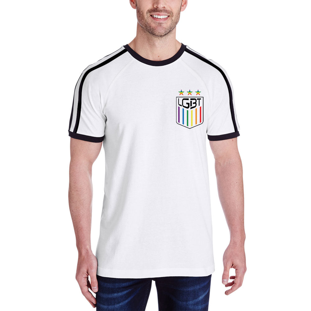 World Cup LGBT Pocket Flag Soccer Jersey T Shirt Men's Soccer Jerseys LGBT 2XL White-Black 