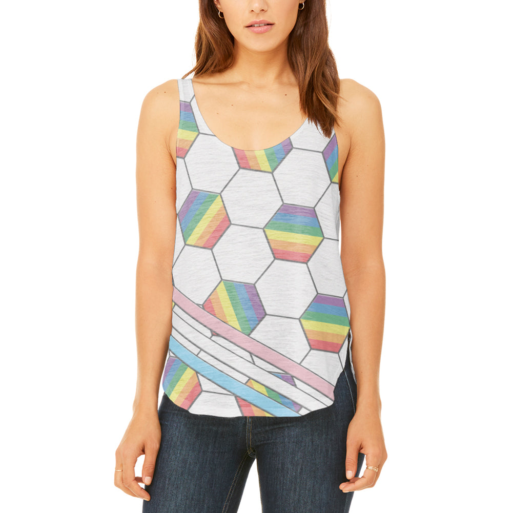 LGBT World Cup LGBT Pride Soccer Ball Juniors Flowy Side Slit Tank Top Juniors Tank Tops LGBT 2XL Multicolor 