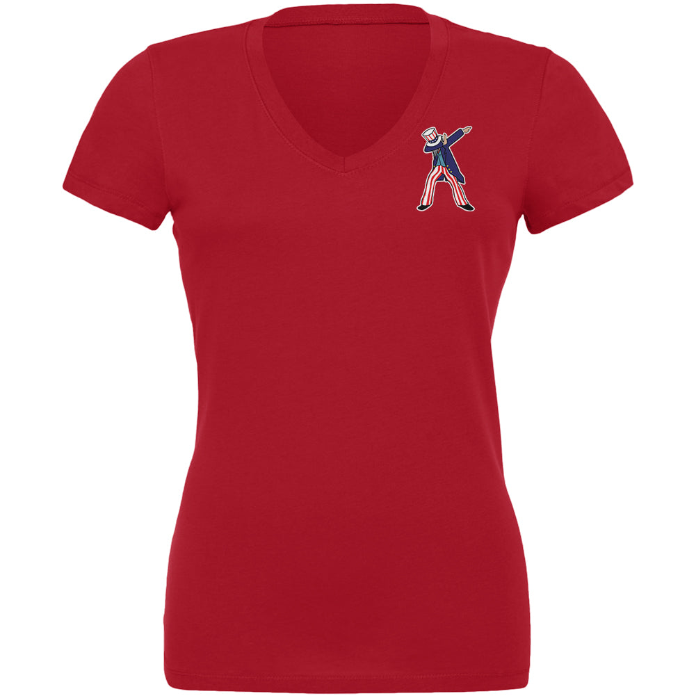 4th of July Dabbing Uncle Sam Juniors V-Neck T Shirt Juniors T-Shirts 4th of July 2XL Red 