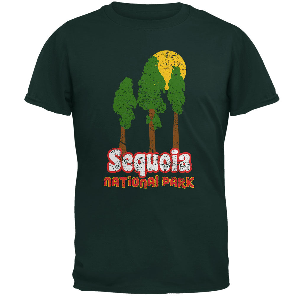 National Park Retro 70s Landscape Sequoia Mens T Shirt Men's T-Shirts Old Glory 2XL Forest Green 