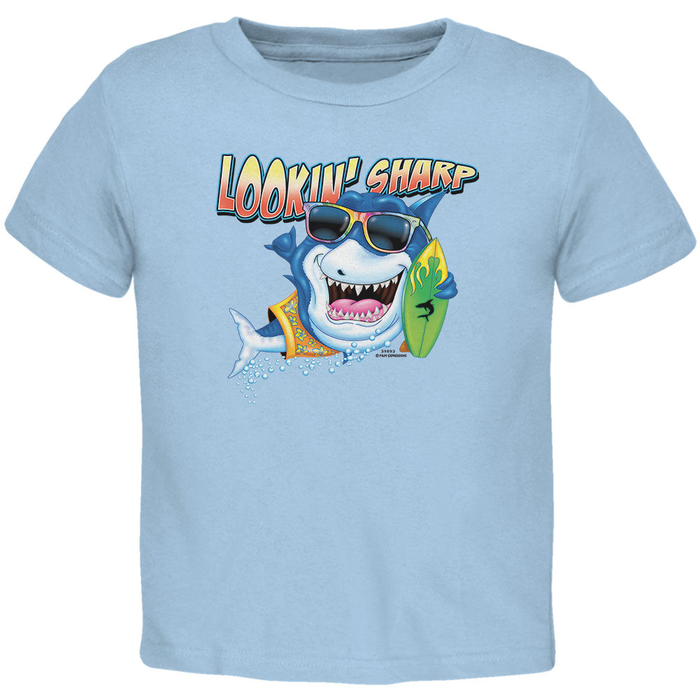 Shark Lookin' Sharp Toddler T Shirt Toddler T-Shirts Old Glory 2T Light Blue 