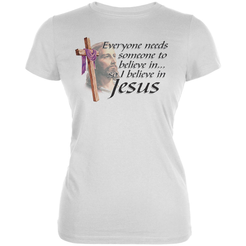 Everyone Needs Someone To Believe In Juniors Soft T Shirt Juniors T-Shirts Old Glory 2XL White 