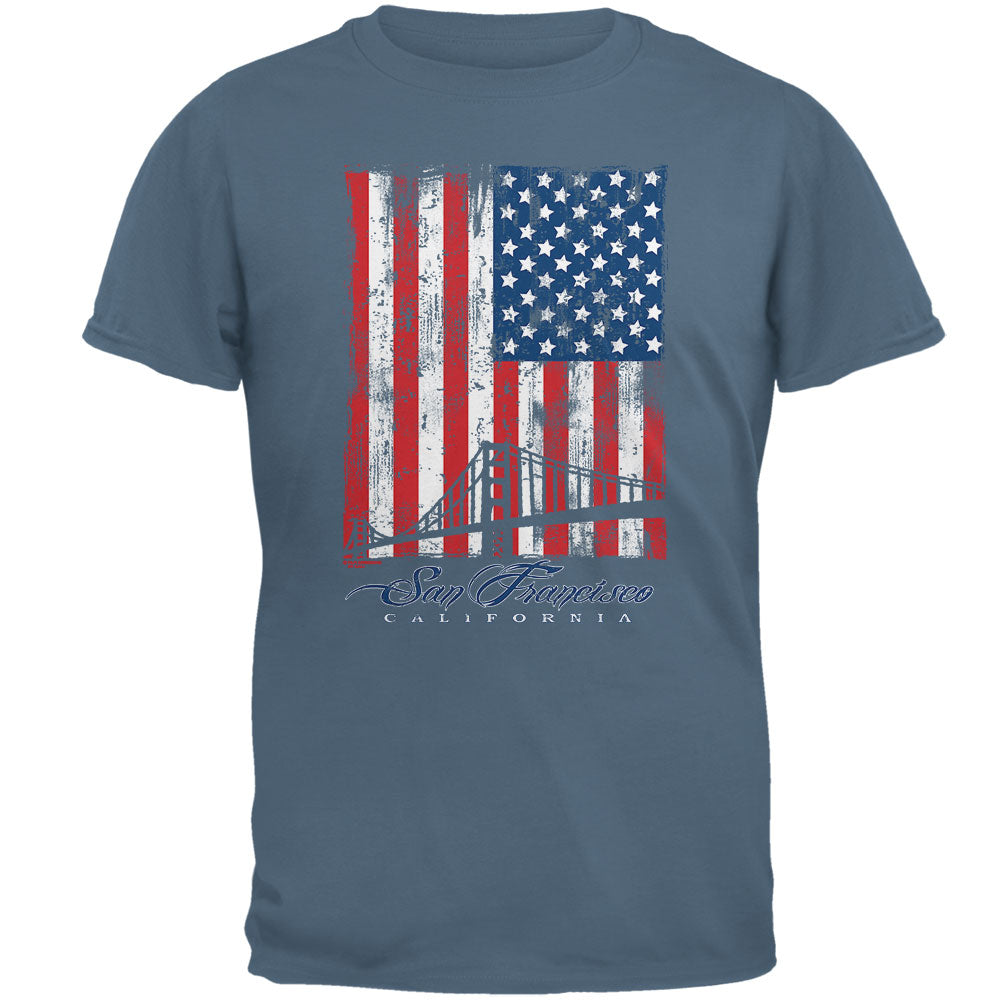 Flag Bridge San Francisco California Oversize Mens T Shirt Men's T-Shirts Old Glory 2XL Blue 