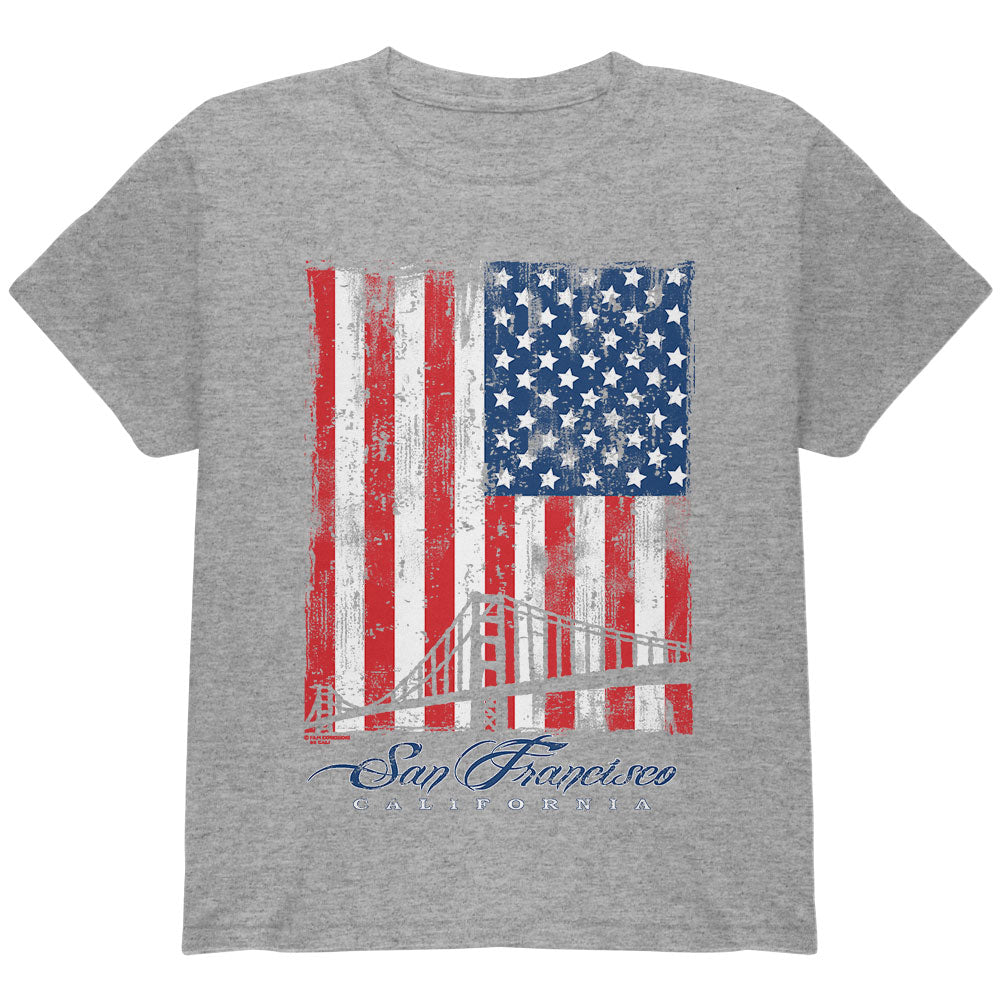 Flag Bridge San Francisco California Oversize Youth T Shirt Youth T-Shirts Old Glory YLG Grey 