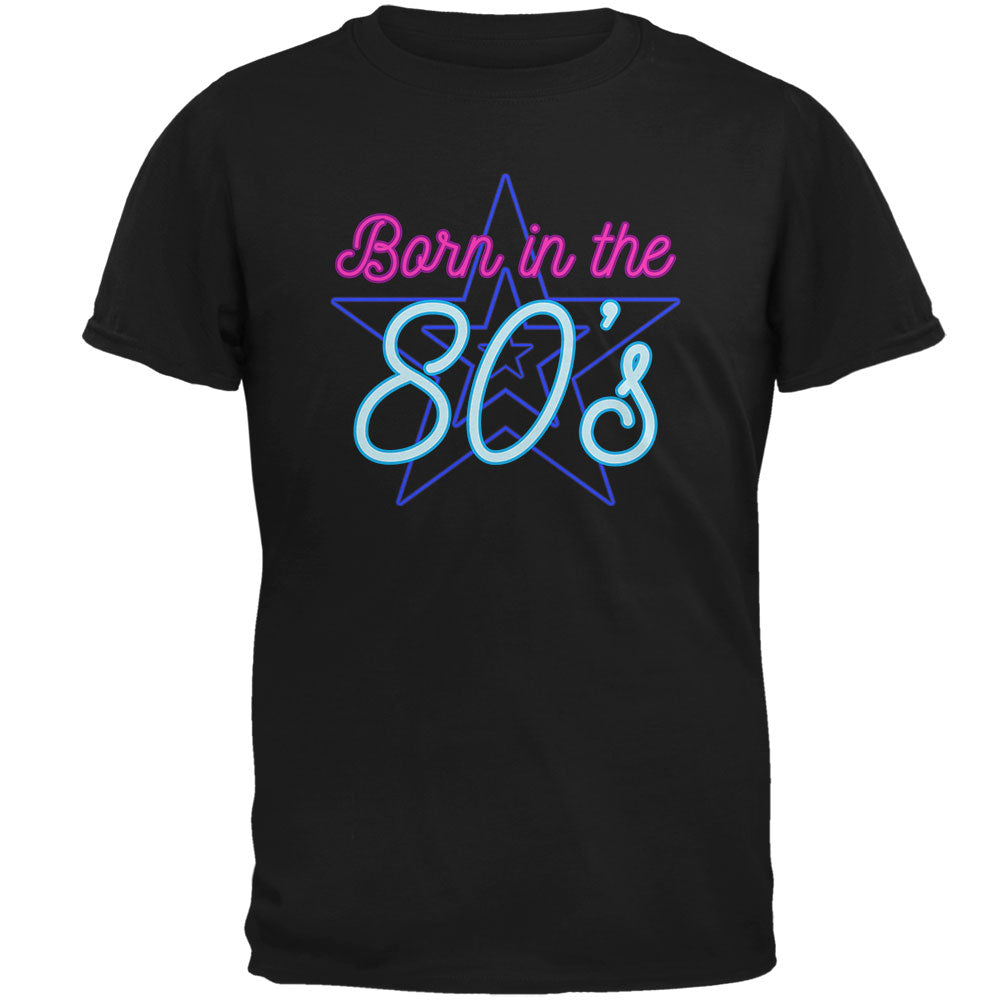 Retro 80s Neon Sign Born in the Eighties Mens Soft T Shirt Men's T-Shirts Old Glory 2XL Black 