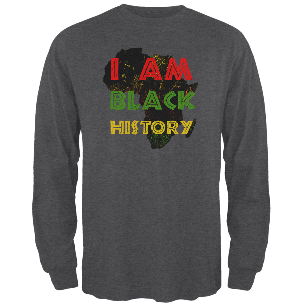 I am Black History Africa Distressed Mens Long Sleeve T Shirt Men's Long Sleeves Old Glory 2XL Black 