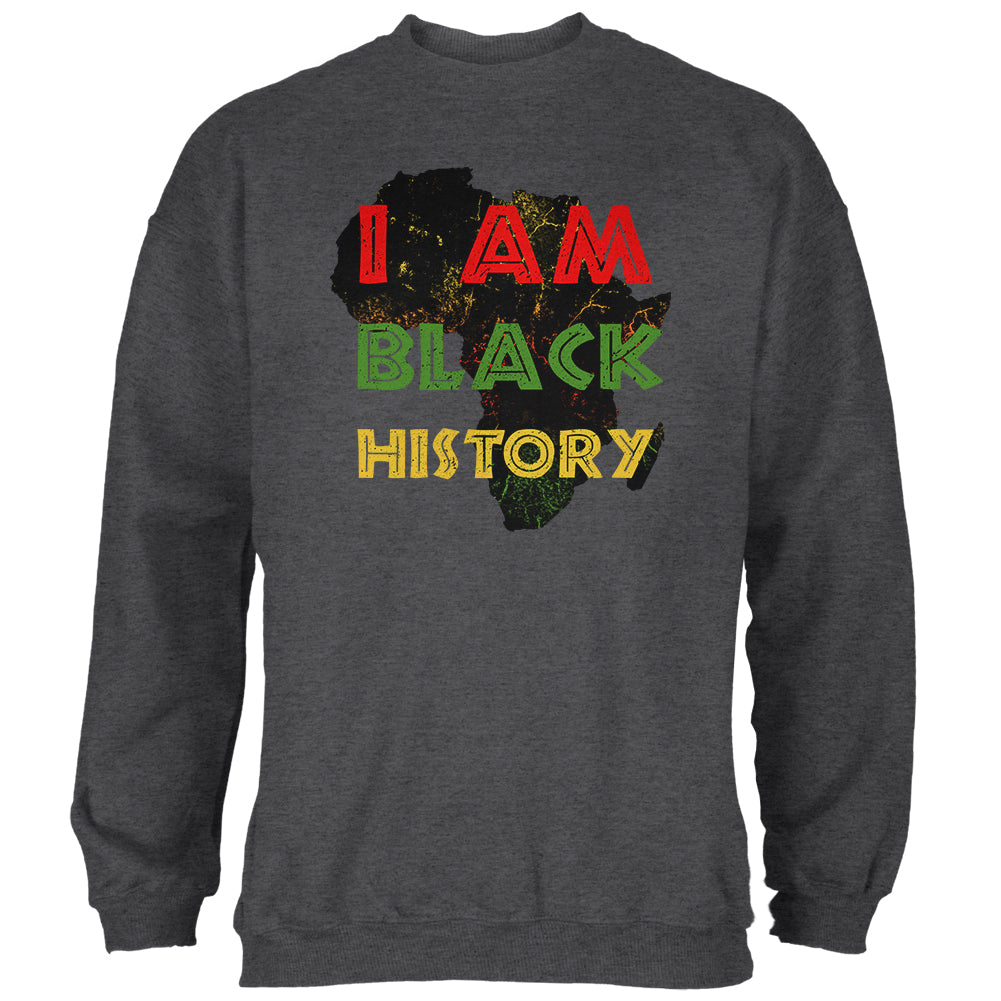 I am Black History Africa Distressed Mens Sweatshirt Men's Sweatshirts Old Glory 2XL Black 