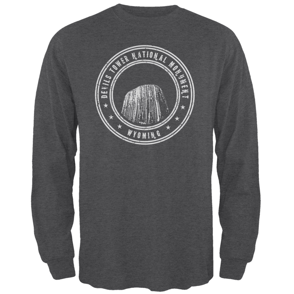 Devils Tower National Monument Mens Long Sleeve T Shirt Men's Long Sleeves Old Glory 2XL Deep Heather 