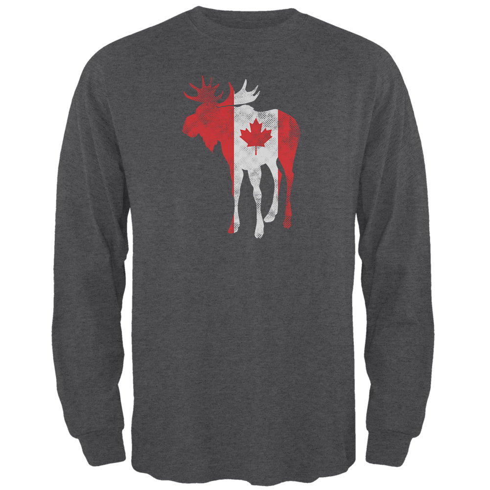Great Canadian Moose Halftone Mens Long Sleeve T Shirt Men's Long Sleeves Old Glory 2XL Black 