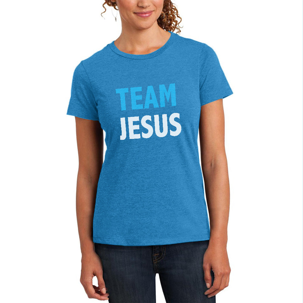 Team Jesus Womens Soft Heather T Shirt Women's T-Shirts Old Glory 2XL Blue 