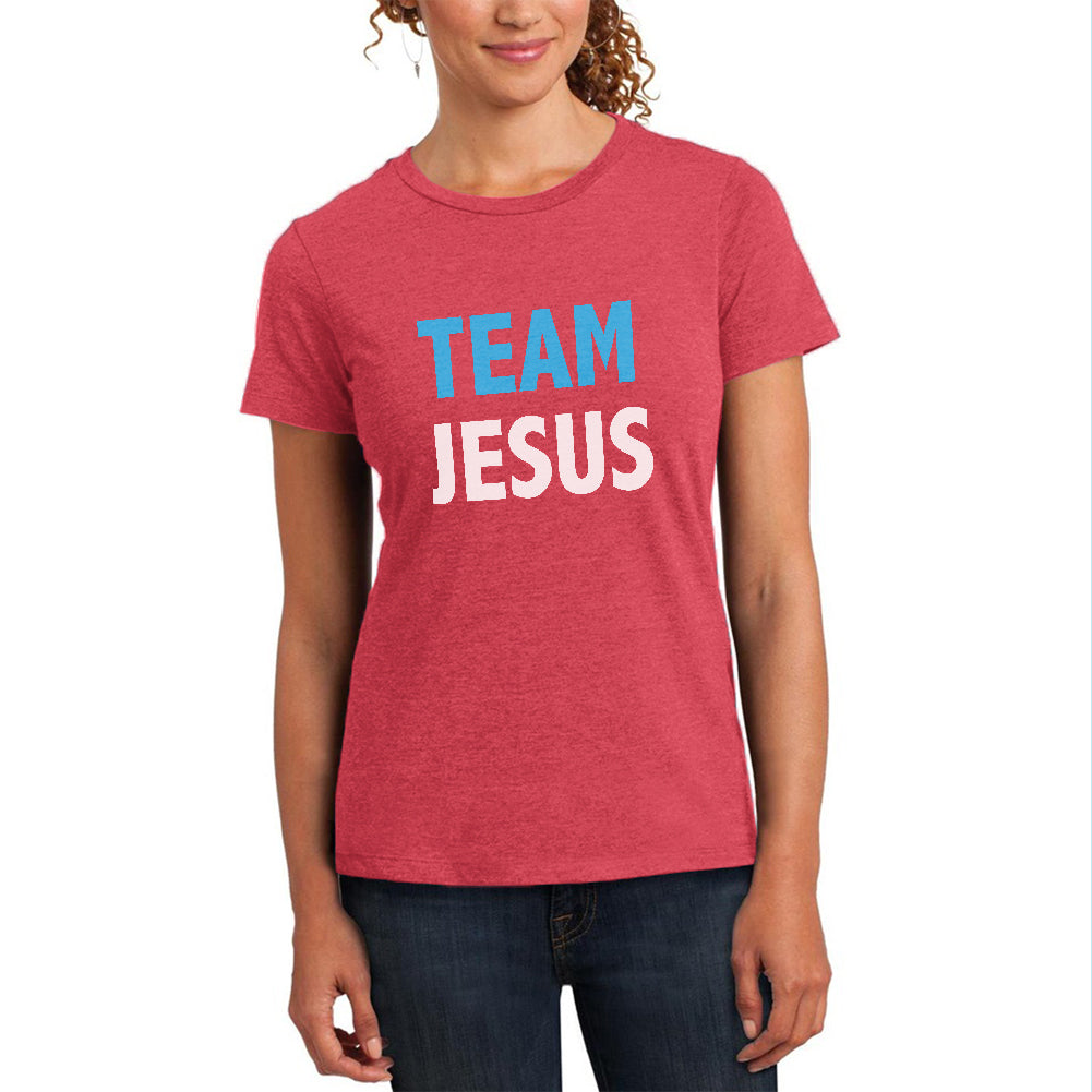 Team Jesus Womens Soft Heather T Shirt Women's T-Shirts Old Glory 2XL Red 