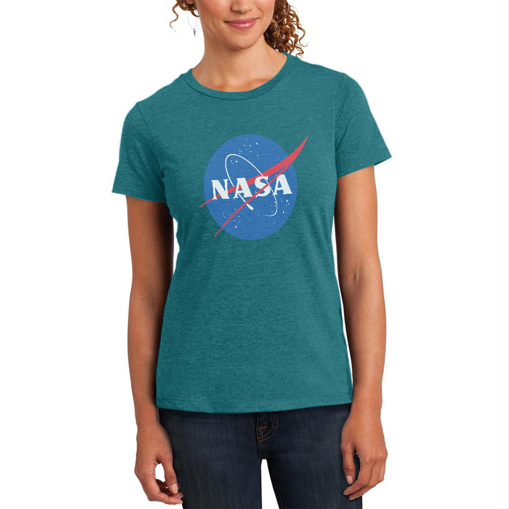 NASA Logo Womens Soft Heather T Shirt Women's T-Shirts Old Glory 2XL Teal 