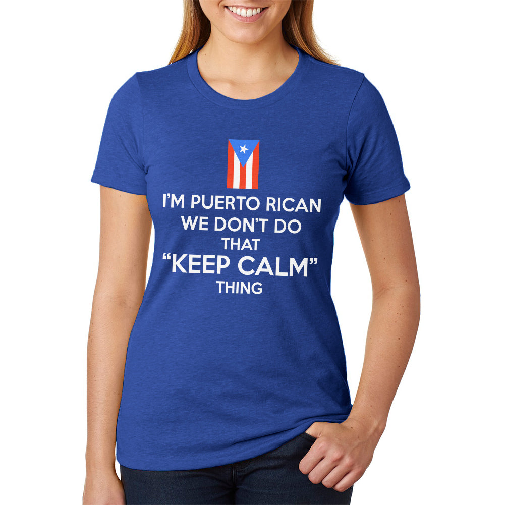 Don't Do Calm Puerto Rican Juniors Soft Heather T Shirt Juniors T-Shirts Old Glory 2XL Heather Royal 