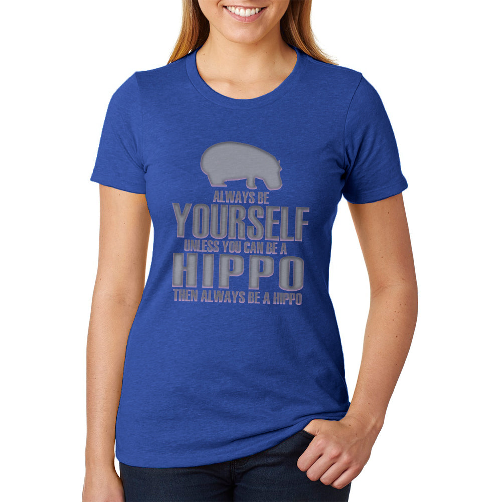 Always Be Yourself Hippo Juniors Soft Heather T Shirt Juniors T-Shirts Old Glory 2XL Royal 