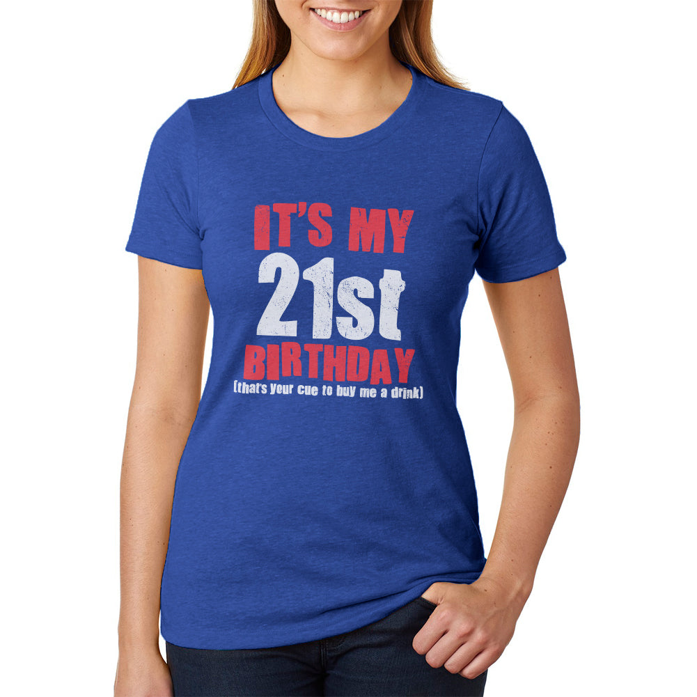 It's My 21st Birthday Buy Me A Drink Juniors Soft Heather T Shirt Junior's T-Shirts global 2XL Heather Royal 