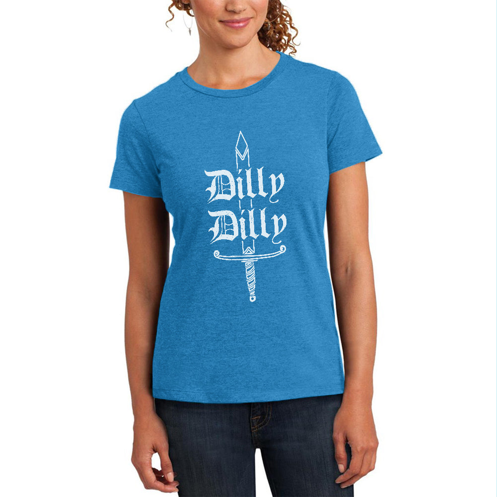 Dilly Dilly Sword Olde English Womens Soft Heather T Shirt Women's T-Shirts Old Glory 2XL Heathered Bright Turquiose 