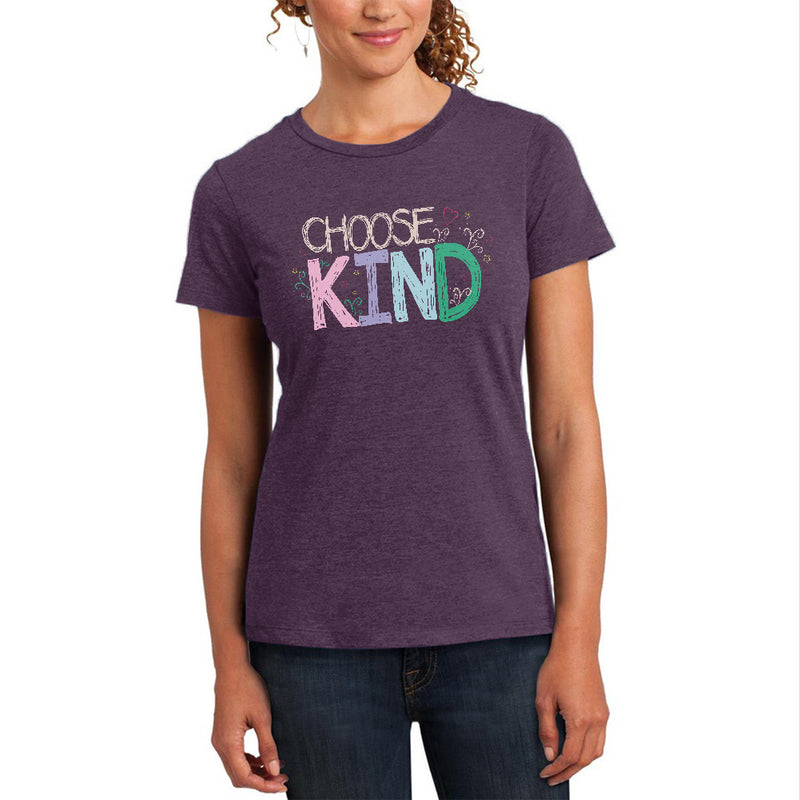 Anti-Bully Choose Kind Sketch Womens Soft Heather T Shirt Women's T-Shirts Old Glory 2XL Heathered Eggplant 