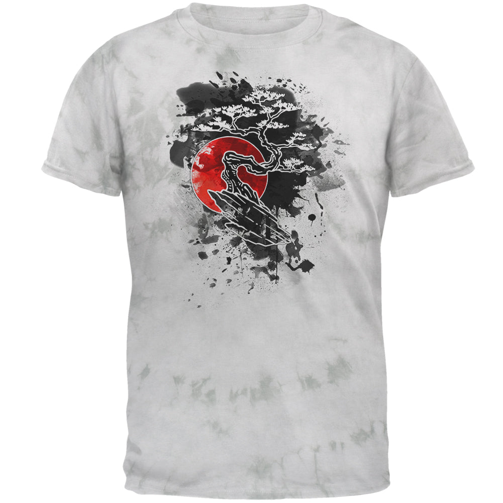 Japanese Bonsai Tree Ink Splatter Mens Soft T Shirt Men's T-Shirts global 2XL Soft Green Triblend 