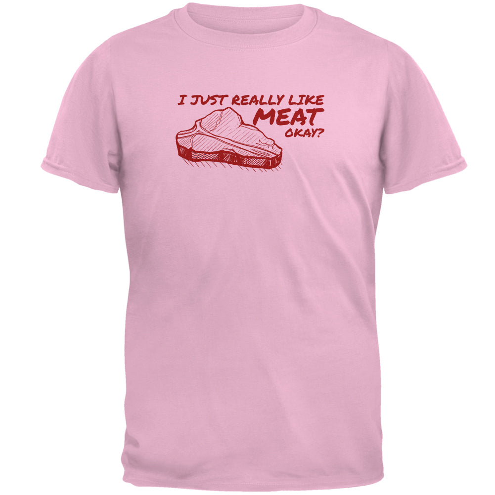 I Just Really Like Meat Okay? Mens T Shirt Men's T-Shirts Old Glory 2XL Light Pink 