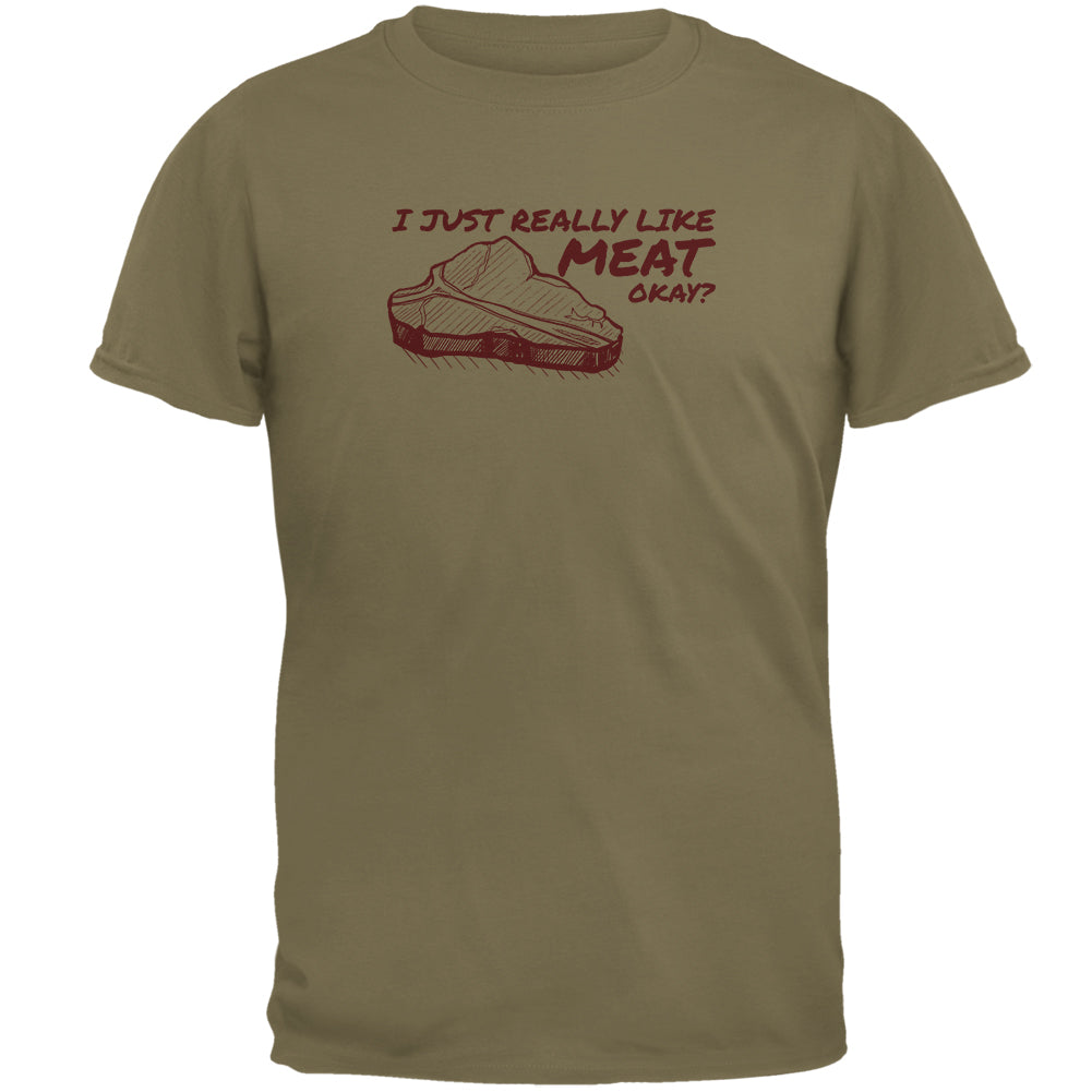 I Just Really Like Meat Okay? Mens T Shirt Men's T-Shirts Old Glory 2XL Prairie Dust 