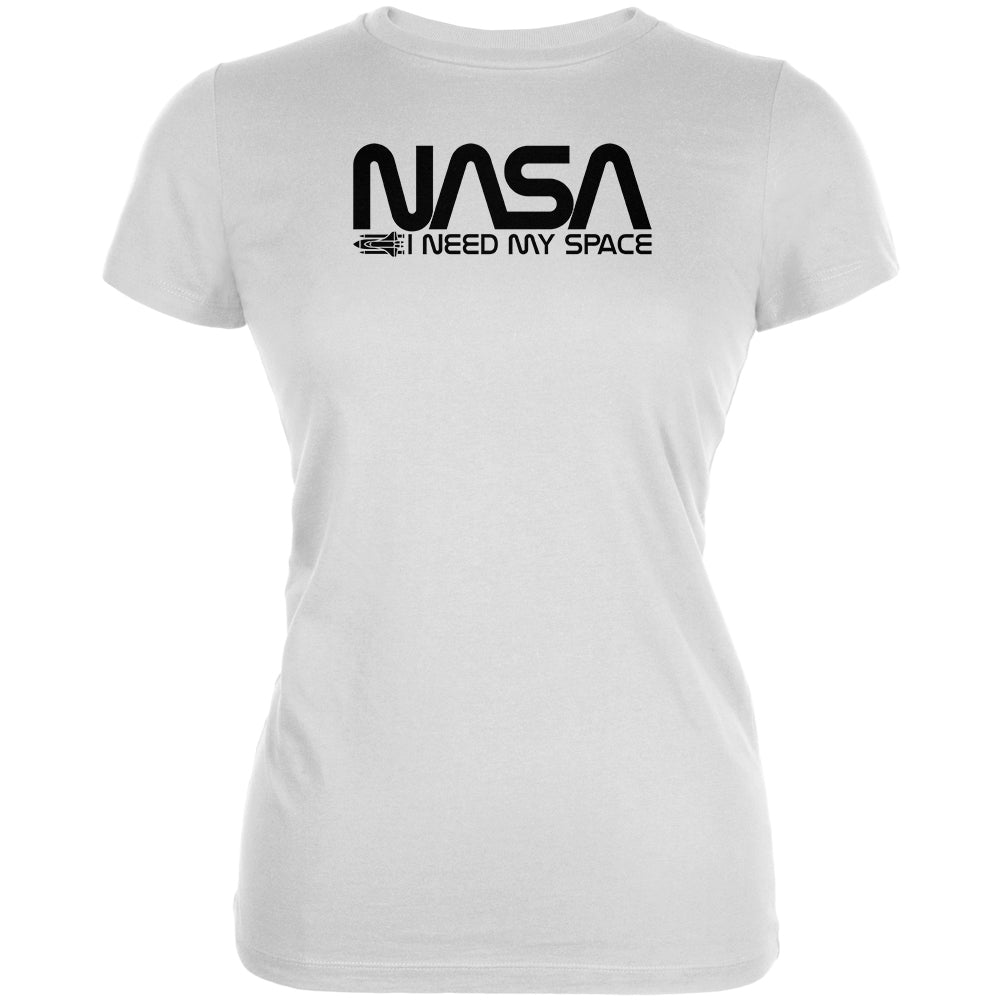 NASA Worm I Need My Space Juniors Soft T Shirt Juniors T-Shirts Old Glory 2XL White 