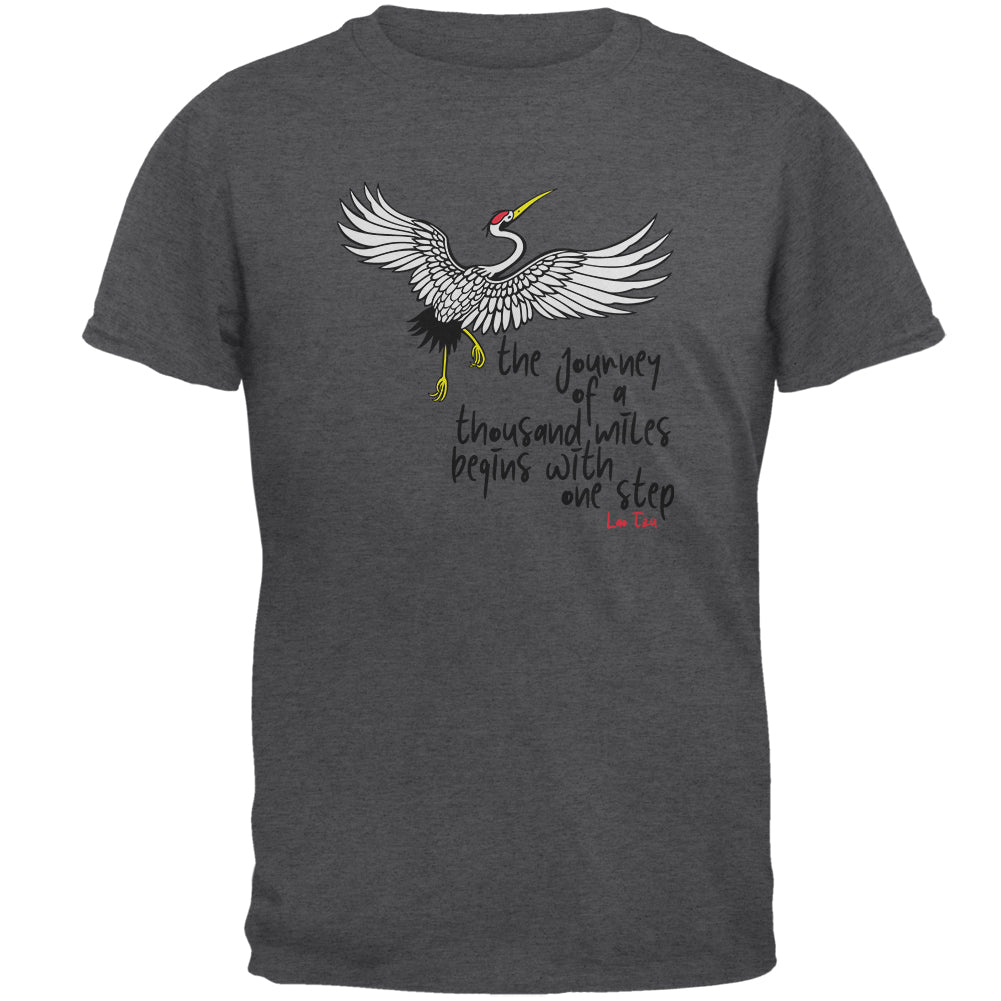 Asian Whooping Crane Inspirational Quote Mens T Shirt Men's T-Shirts Old Glory 2XL Dark Heather 