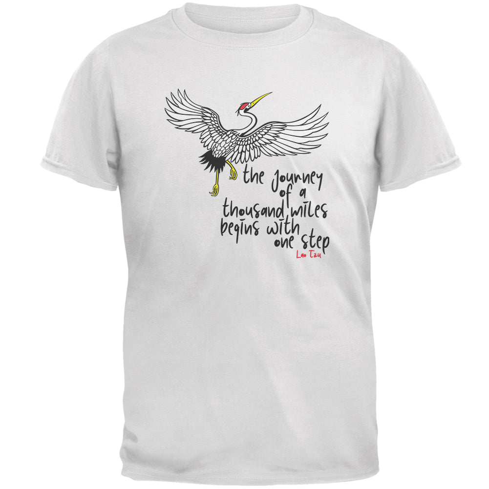 Asian Whooping Crane Inspirational Quote Mens T Shirt Men's T-Shirts Old Glory 2XL White 