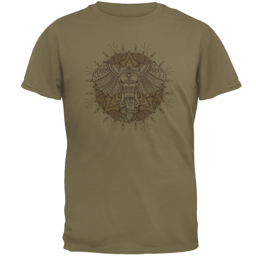 Henna Mandala Elephant Mens T Shirt Men's T-Shirts Old Glory 2XL Brown 