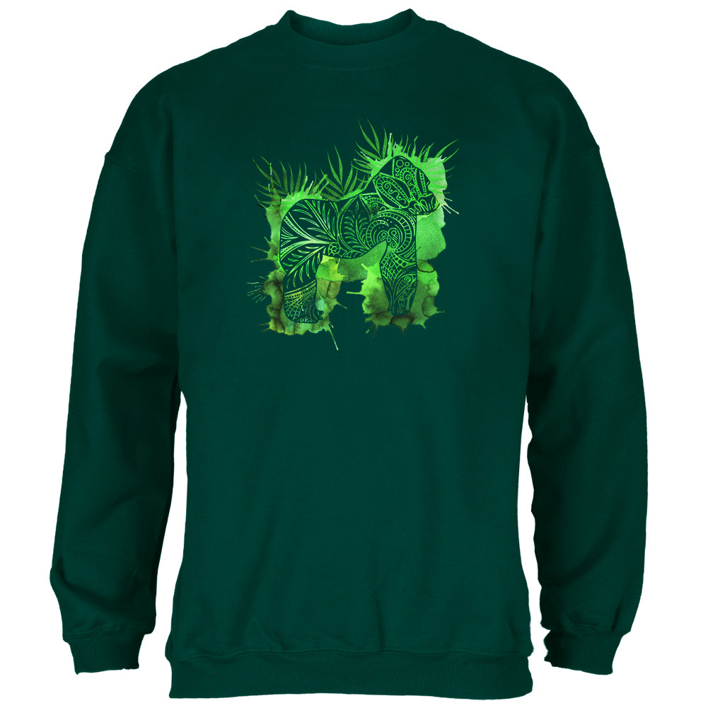 Henna Mountain Gorilla Jungle Splatter Mens Sweatshirt Men's Sweatshirts Old Glory 2XL Green 